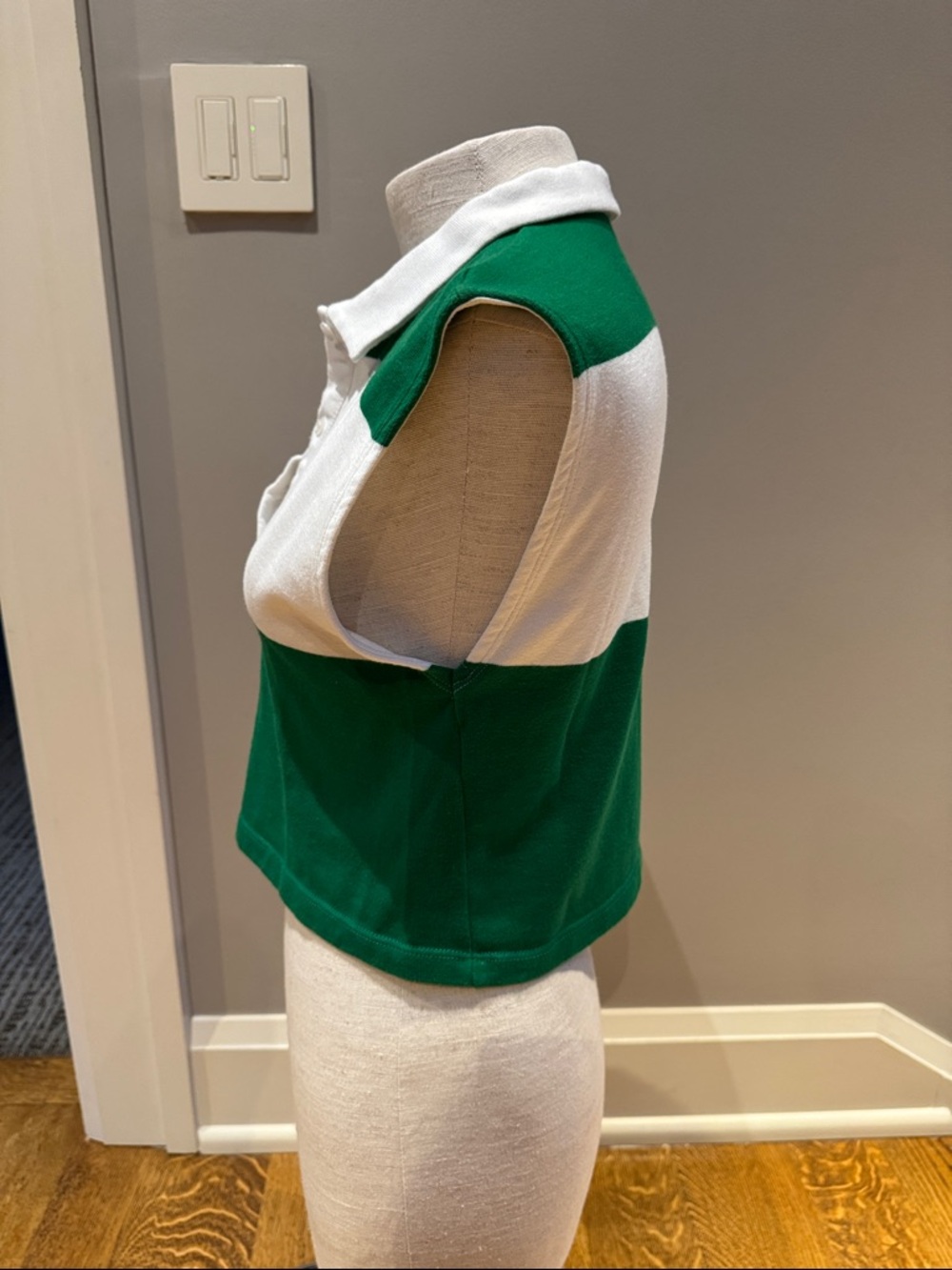 Zara Green White Colorblock Cropped Polo Tank Top Size Small Preppy  ⛳️  🎾 - Picture 3 of 8